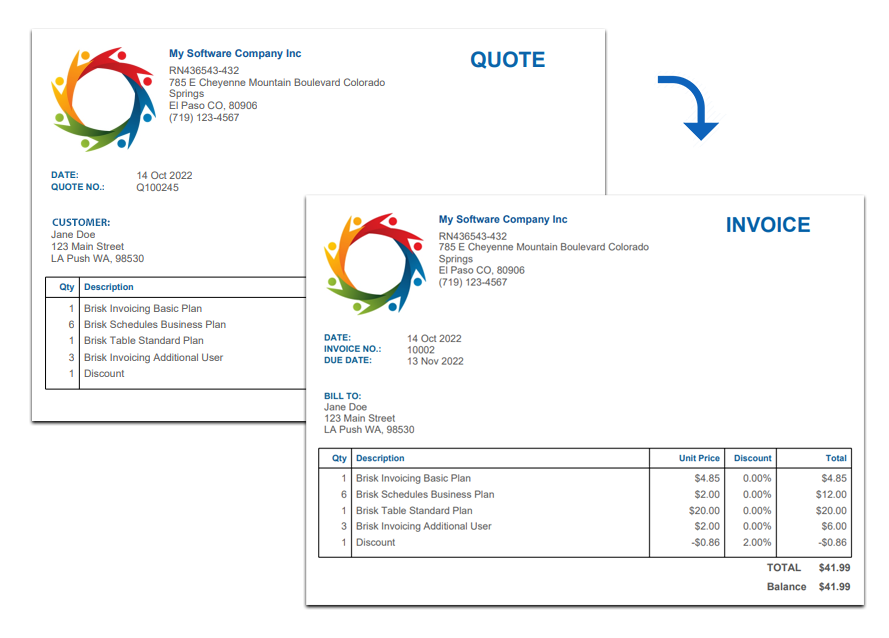 Convert a quote to an invoice